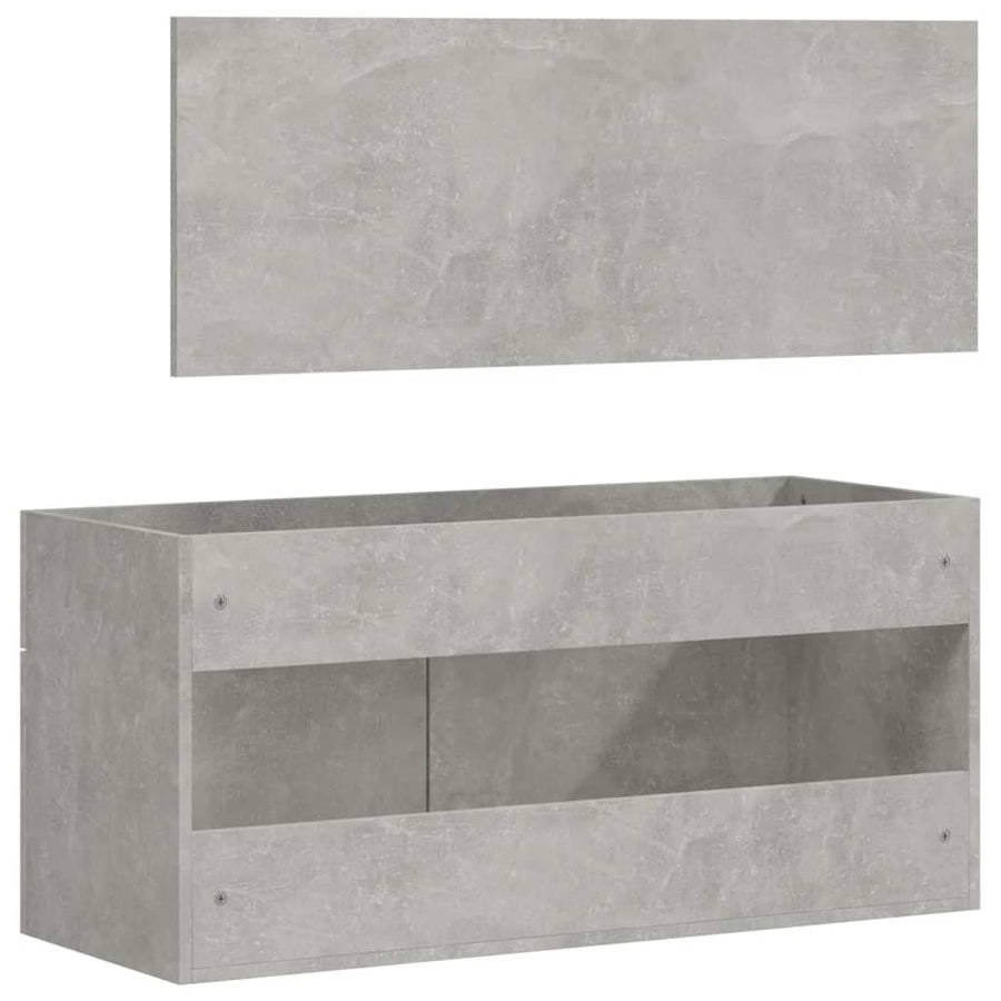 Badkamerkast Met Spiegel Bewerkt Hout Betongrijs