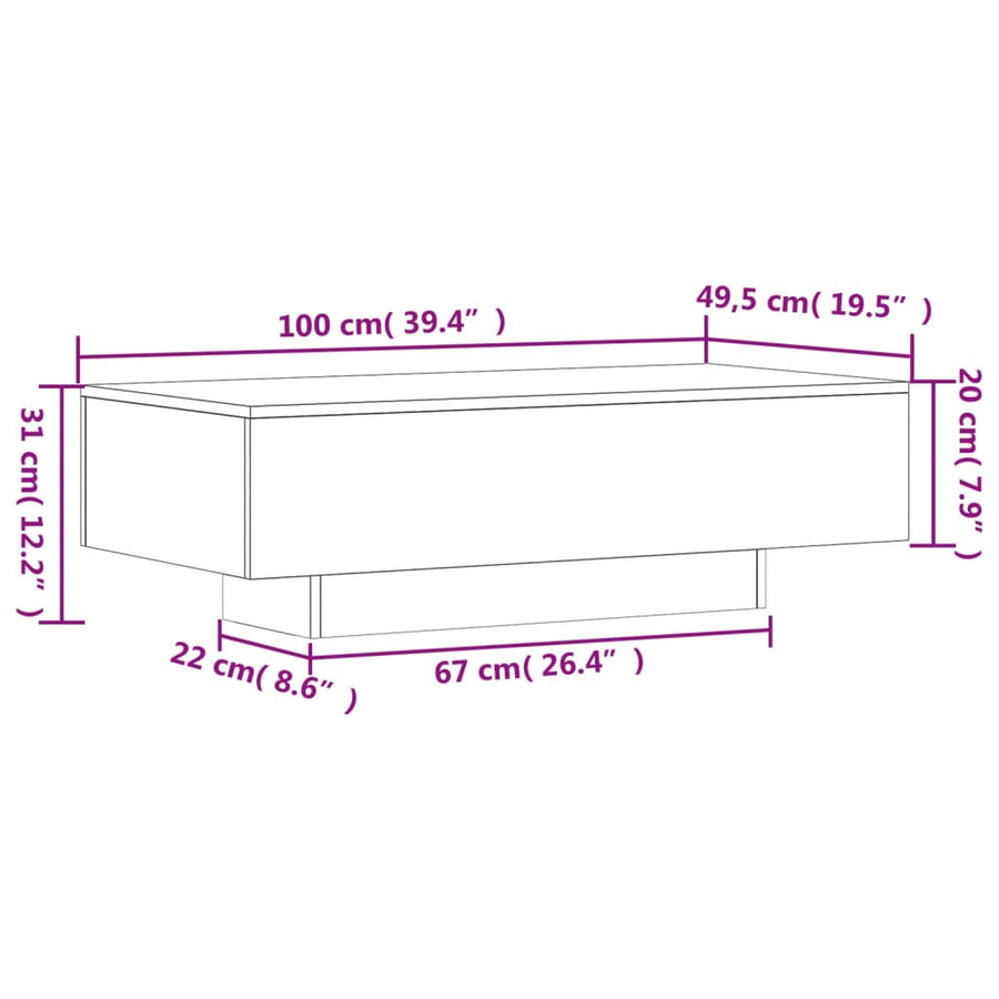 Salontafel 00X49,5X3 Cm Bewerkt Hout Zwart Wit