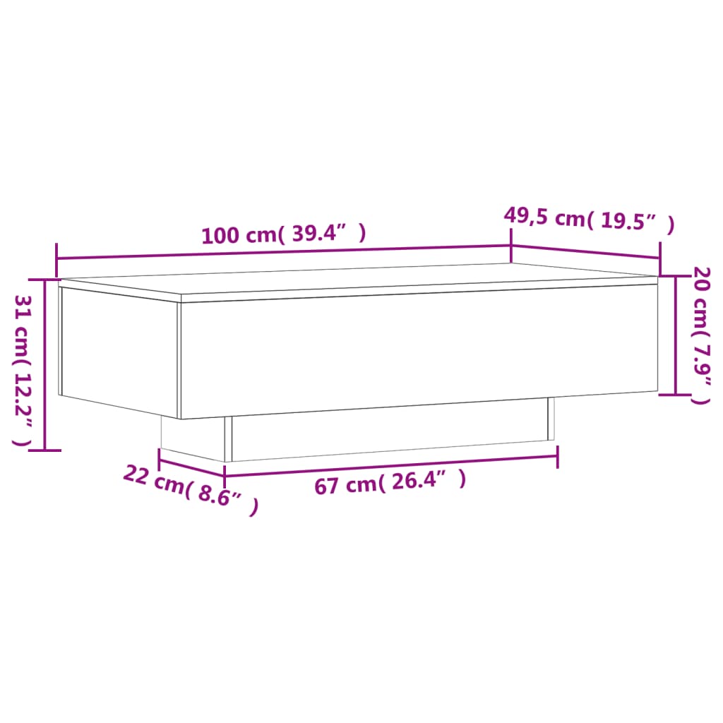 Salontafel 00X49,5X3 Cm Bewerkt Hout Eikenkleur Grijs sonoma