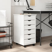 Ladekast verrijdbaar massief grenenhout wit 34x39x65.5 cm