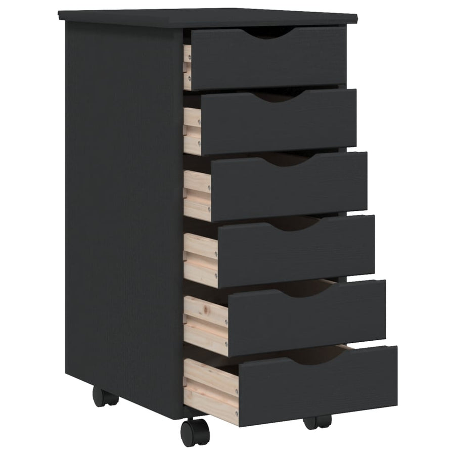 Ladekast Moss Verrijdbaar Massief Grenenhout 34 x 39 x 65.5 cm Grijs
