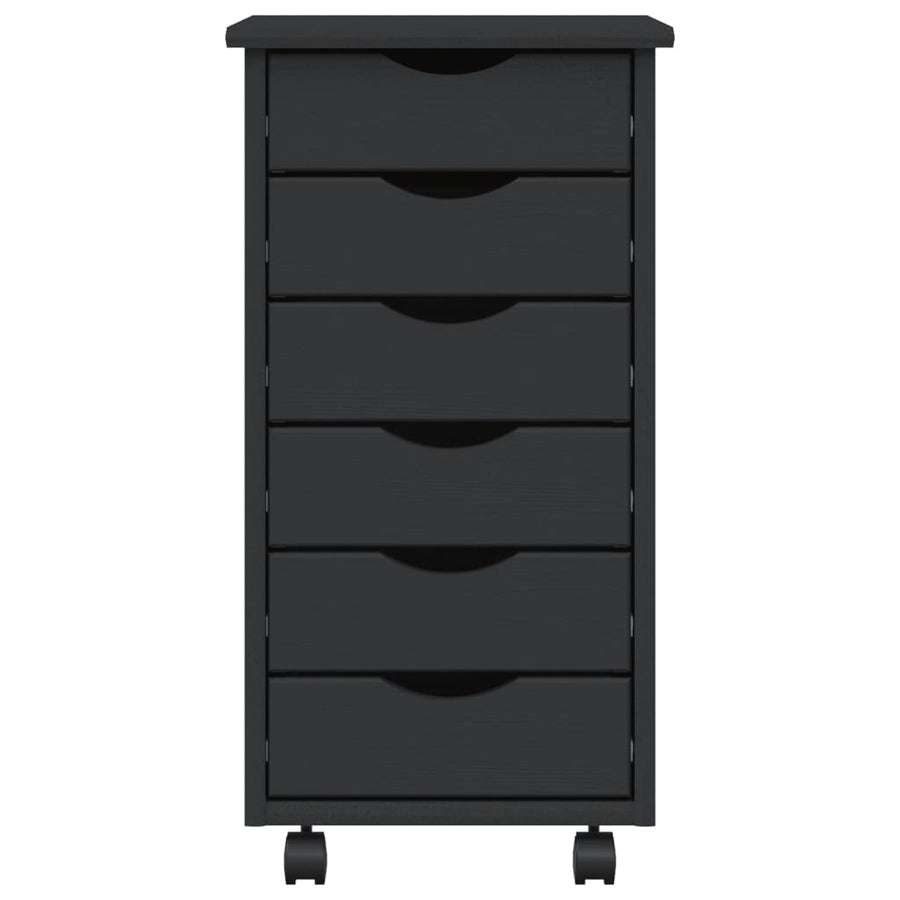 Ladekast Moss Verrijdbaar Massief Grenenhout 34 x 39 x 65.5 cm Grijs