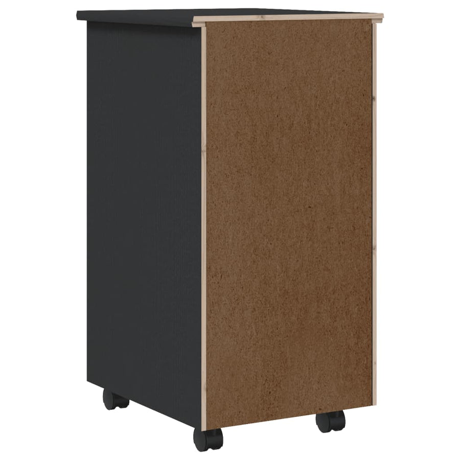 Ladekast Moss Verrijdbaar Massief Grenenhout 34 x 39 x 65.5 cm Grijs