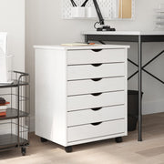 Ladekast verrijdbaar massief grenenhout wit 53x39x65.5 cm
