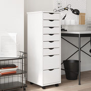 Ladekast verrijdbaar massief grenenhout 34x39x103 cm wit