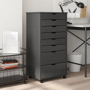 Ladekast massief grenenhout grijs 53x39x103 cm verrijdbaar