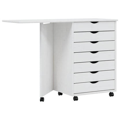 Ladekast Met Bureau Moss Verrijdbaar Massief Grenenhout Wit