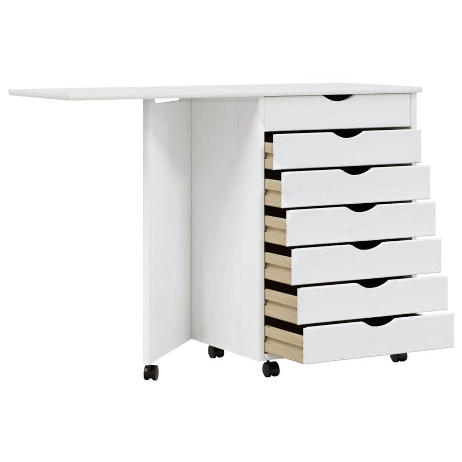 Ladekast Met Bureau Moss Verrijdbaar Massief Grenenhout Wit