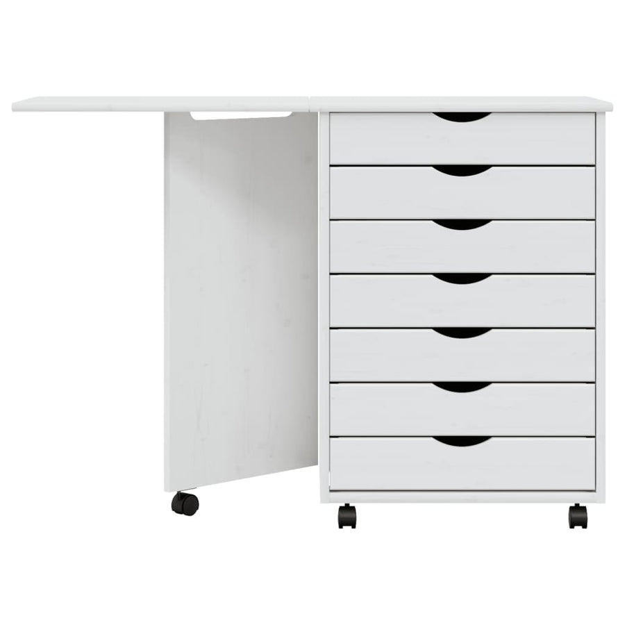 Ladekast Met Bureau Moss Verrijdbaar Massief Grenenhout Wit