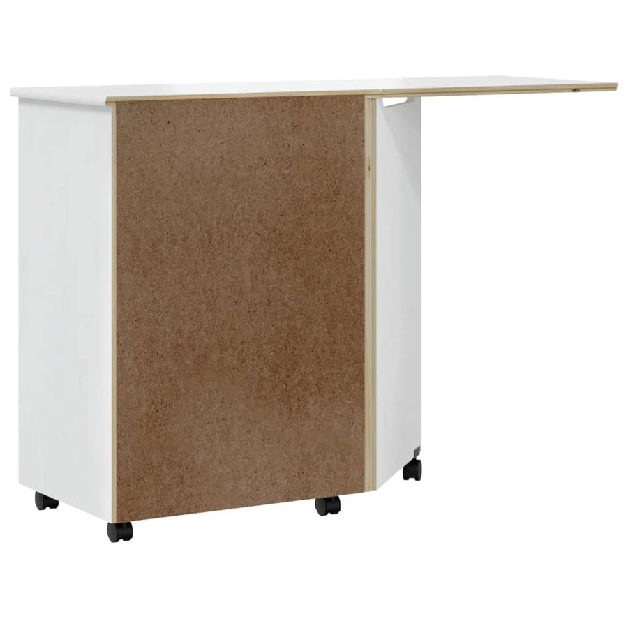 Ladekast Met Bureau Moss Verrijdbaar Massief Grenenhout Wit