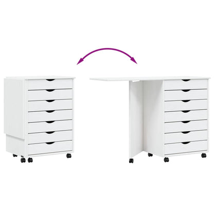 Ladekast Met Bureau Moss Verrijdbaar Massief Grenenhout Wit