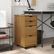 Ladekast verrijdbaar massief grenenhout 34x39x65.5 cm honingbruin