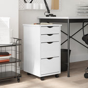Ladekast verrijdbaar massief grenenhout wit 34x39x65.5 cm