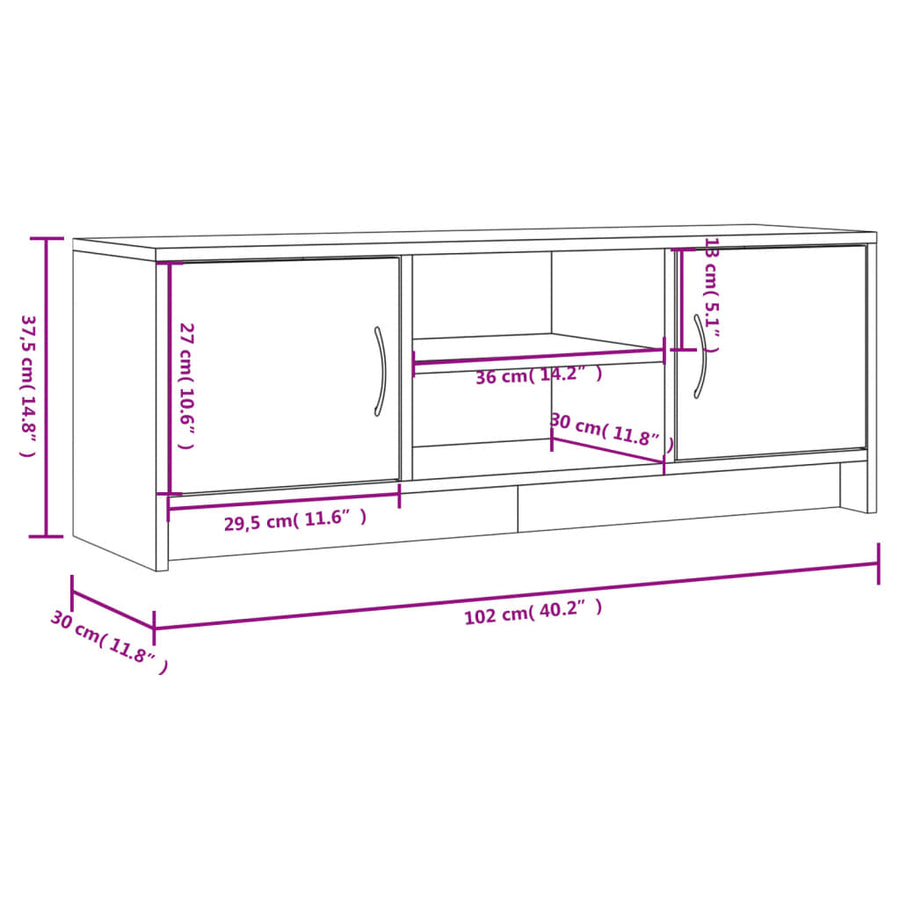 Tv-Meubel 02X30X37,5 Cm Bewerkt Hout Betongrijs