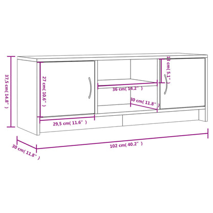 Tv-Meubel 02X30X37,5 Cm Bewerkt Hout Kleurig Gerookt eiken