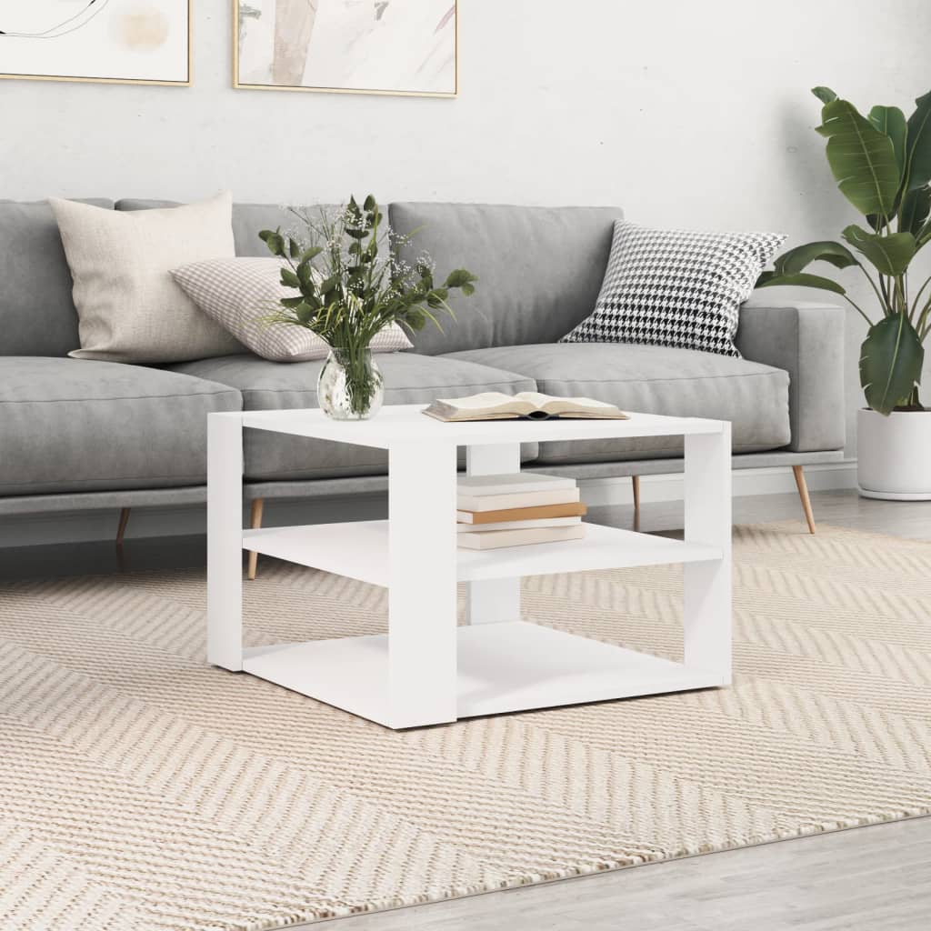 Salontafel 59,5X59,5X40 Cm Bewerkt Hout Wit