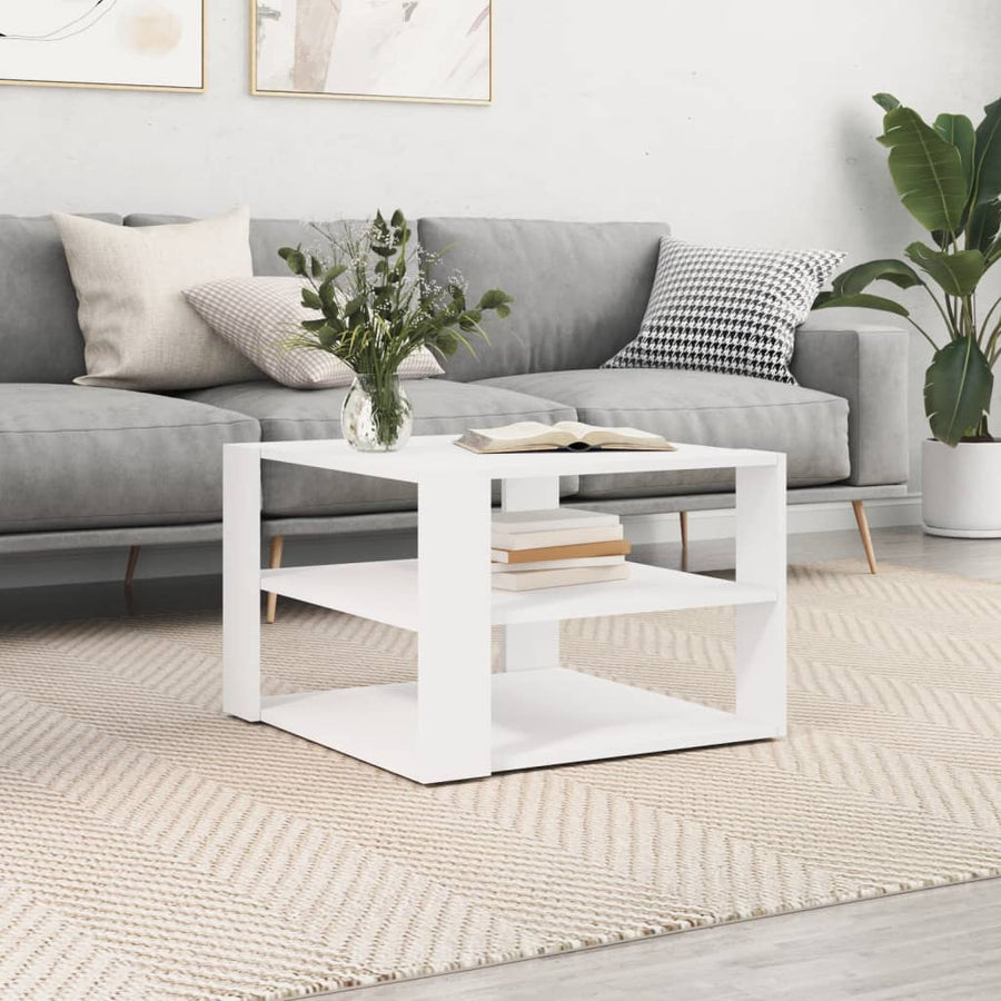 Salontafel 59,5X59,5X40 Cm Bewerkt Hout Wit