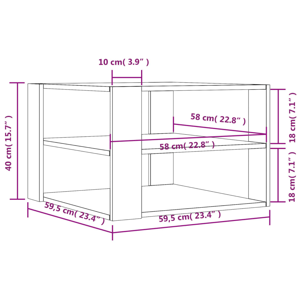 Salontafel 59,5X59,5X40 Cm Bewerkt Hout Kleurig Sonoma eiken
