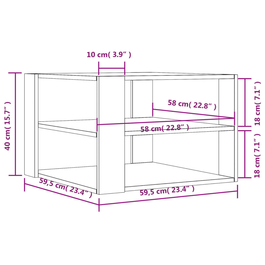 Salontafel 59,5X59,5X40 Cm Bewerkt Hout Kleurig Sonoma eiken