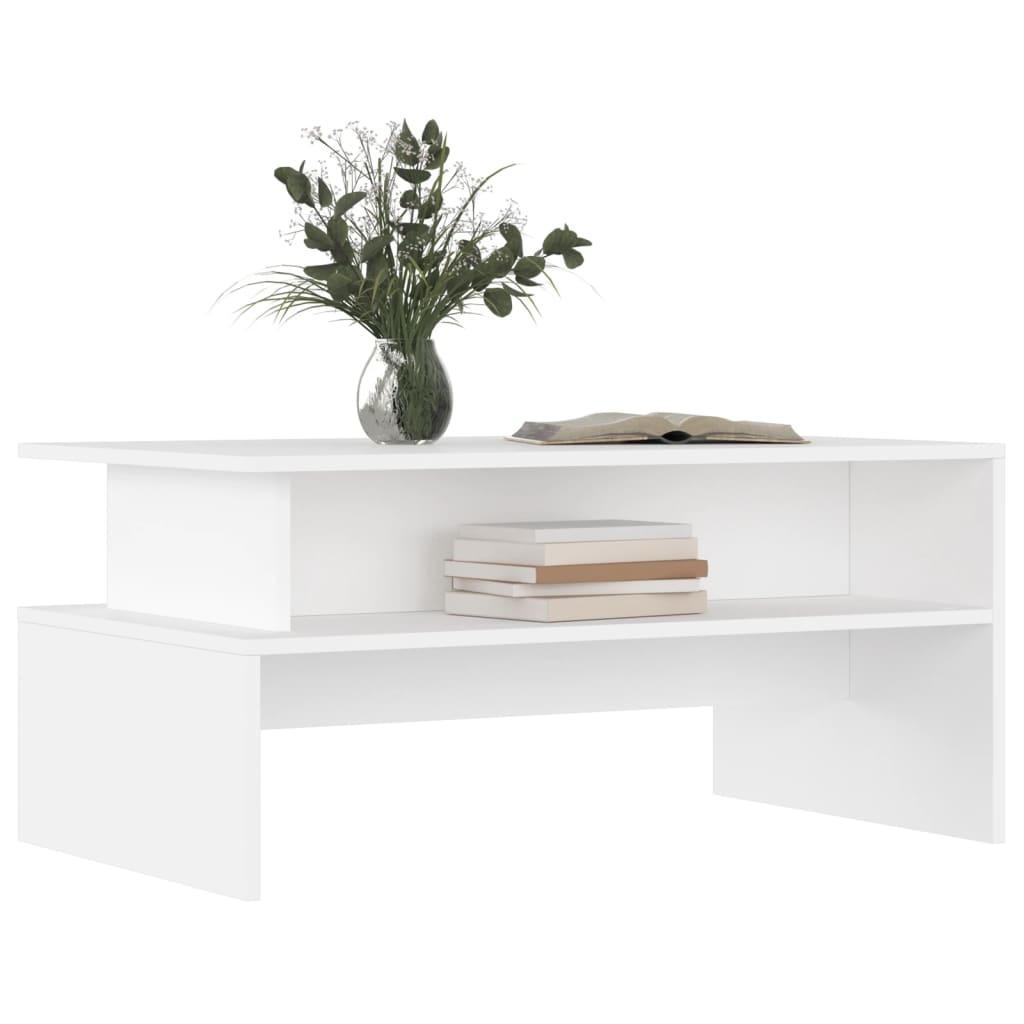 Salontafel 90X55X42,5 Cm Bewerkt Hout Wit