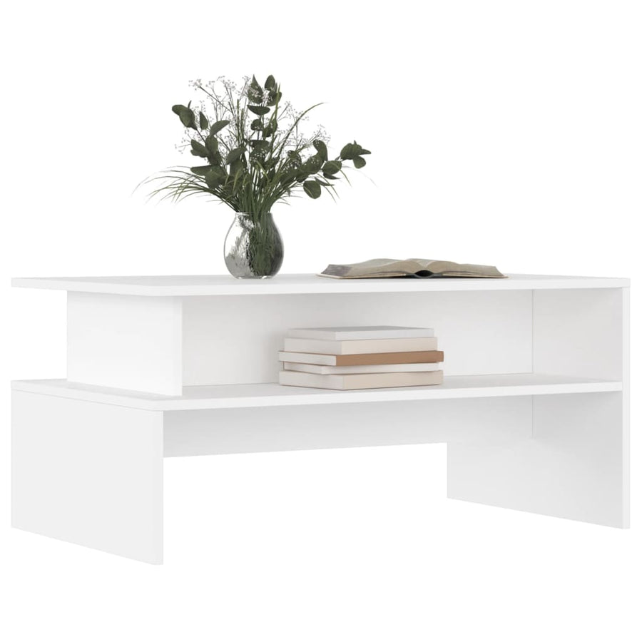 Salontafel 90X55X42,5 Cm Bewerkt Hout Wit