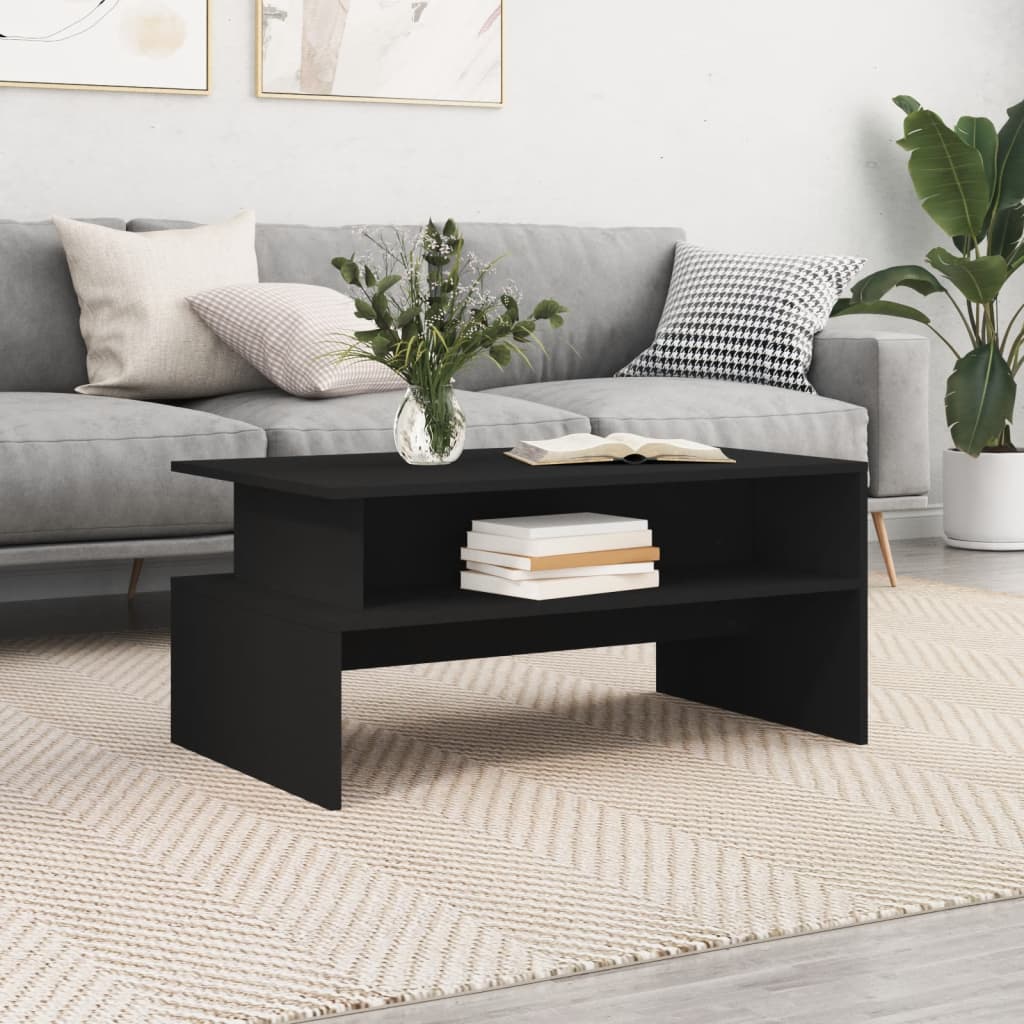 Salontafel 90X55X42,5 Cm Bewerkt Hout Zwart