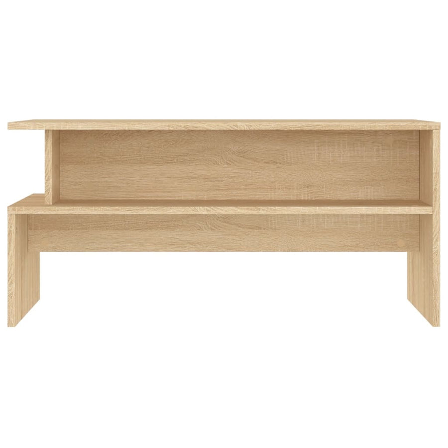 Salontafel 90X55X42,5 Cm Bewerkt Hout Sonoma Eikenkleurig Hoogglans wit