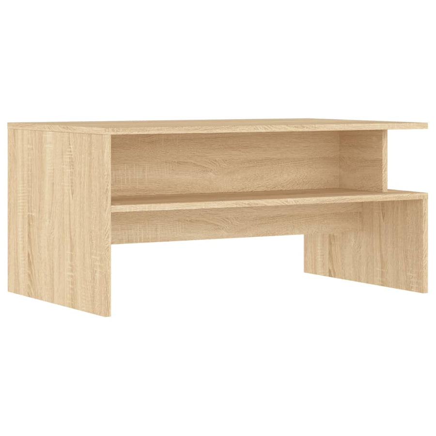 Salontafel 90X55X42,5 Cm Bewerkt Hout Sonoma Eikenkleurig Hoogglans wit