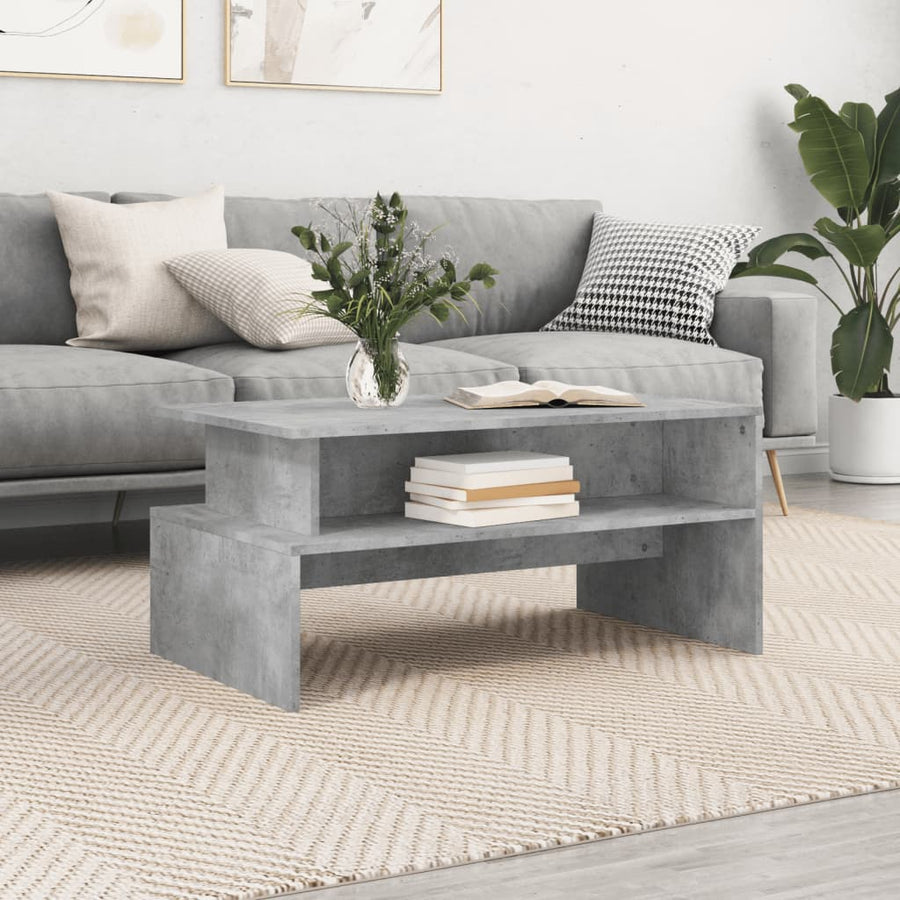 Salontafel 90X55X42,5 Cm Bewerkt Hout Betongrijs Sonoma eiken