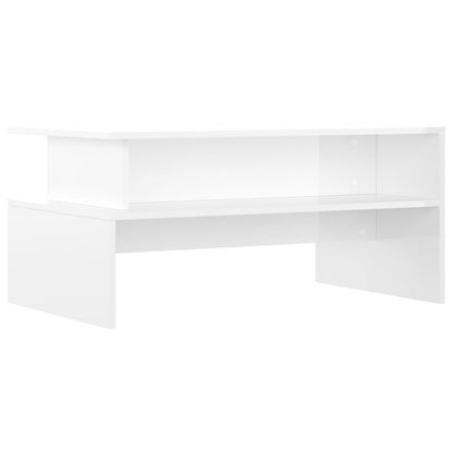 Salontafel 90X55X42,5 Cm Bewerkt Hout Hoogglans Wit Betongrijs