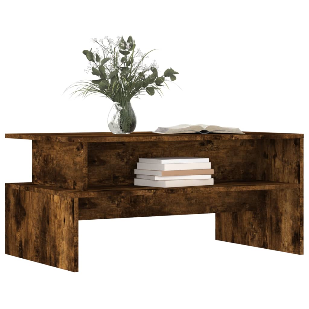 Salontafel 90x55x42,5 cm bewerkt hout gerookt eikenkleurig