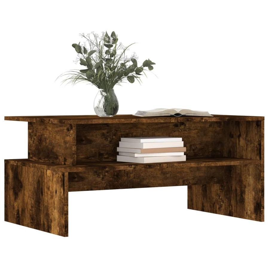 Salontafel 90x55x42,5 cm bewerkt hout gerookt eikenkleurig
