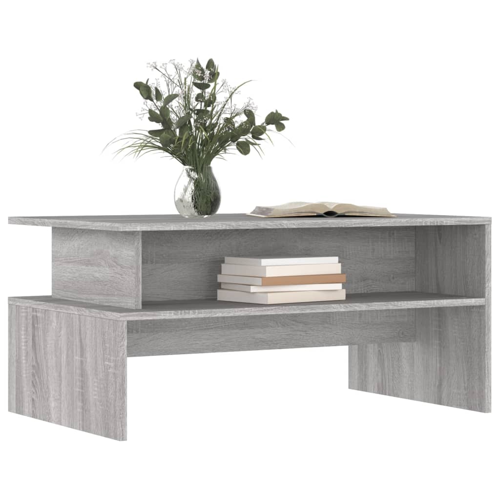 Salontafel 90X55X42,5 Cm Bewerkt Hout Eikenkleur Grijs sonoma