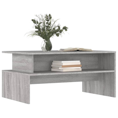 Salontafel 90X55X42,5 Cm Bewerkt Hout Eikenkleur Grijs sonoma