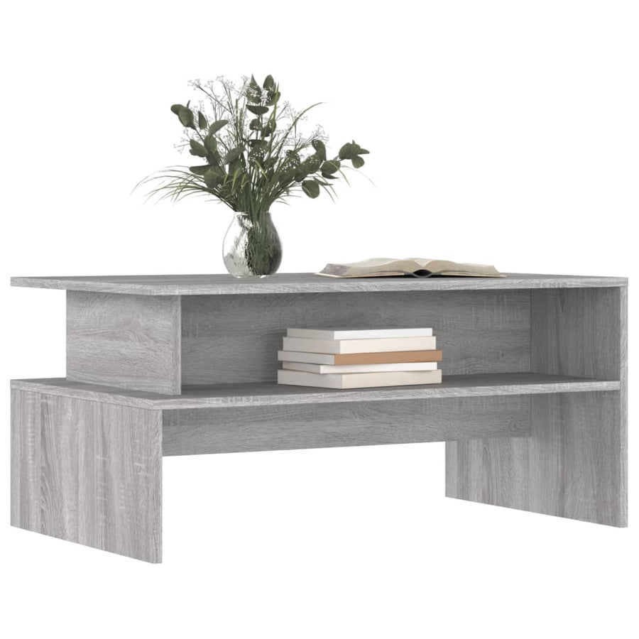 Salontafel 90X55X42,5 Cm Bewerkt Hout Eikenkleur Grijs sonoma