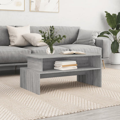 Salontafel 90X55X42,5 Cm Bewerkt Hout Eikenkleur Grijs sonoma