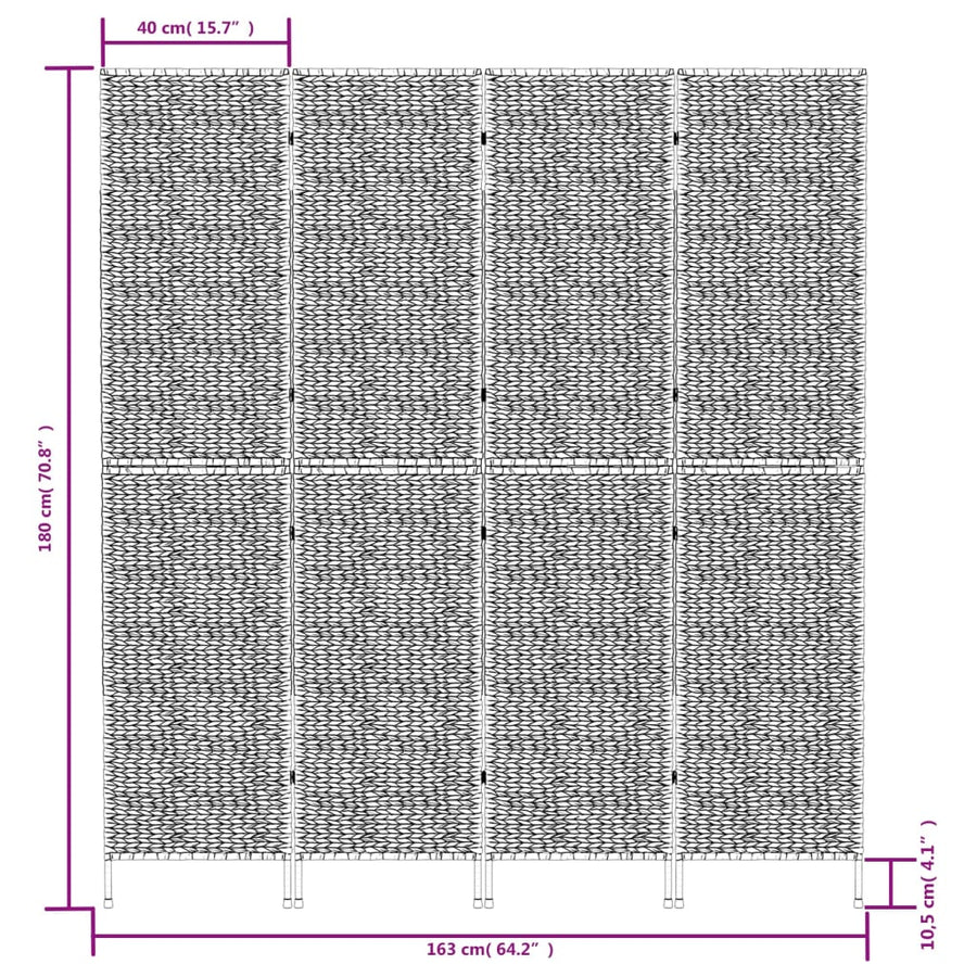 Kamerscherm Met 4 Panelen 163X180 Cm Waterhyacint