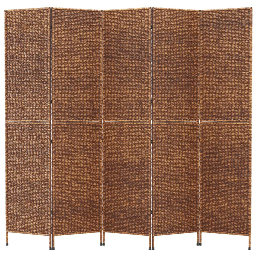 Kamerscherm Met 5 Panelen 205X180 Cm Waterhyacint Bruin