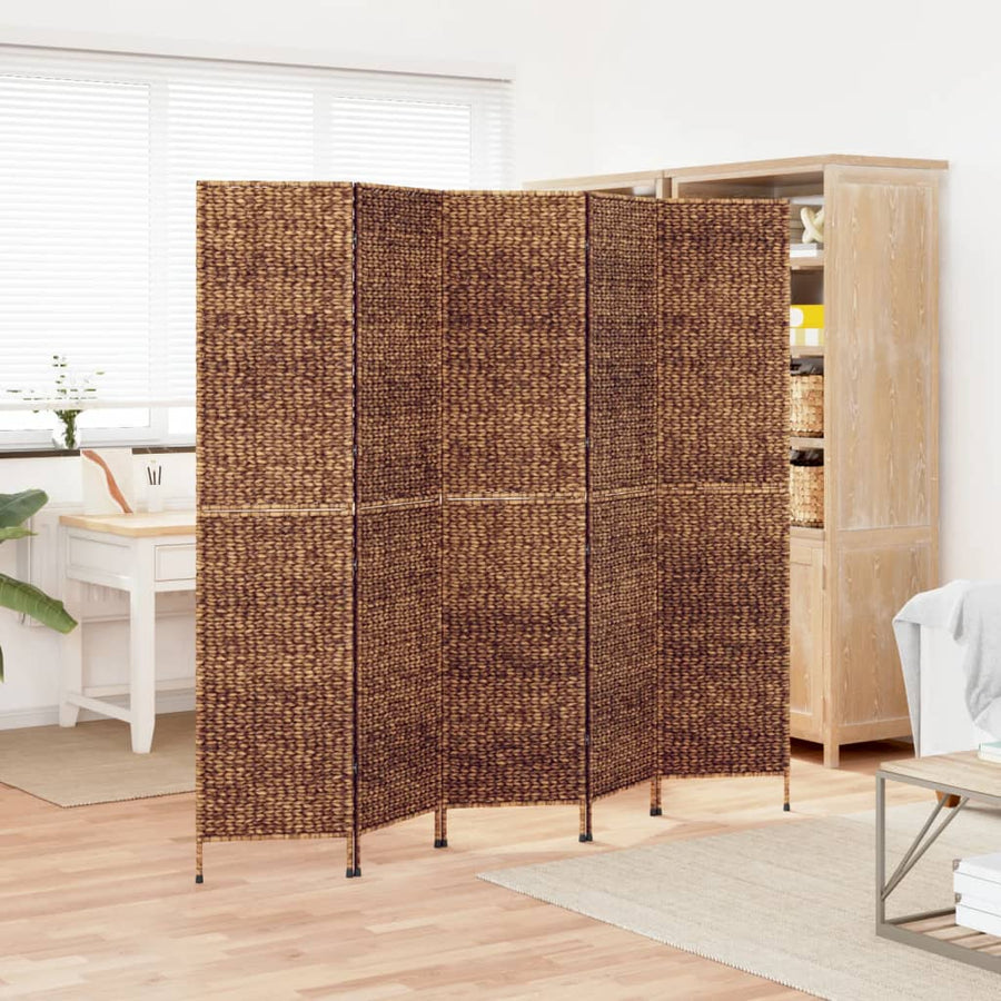 Kamerscherm Met 5 Panelen 205X180 Cm Waterhyacint Bruin