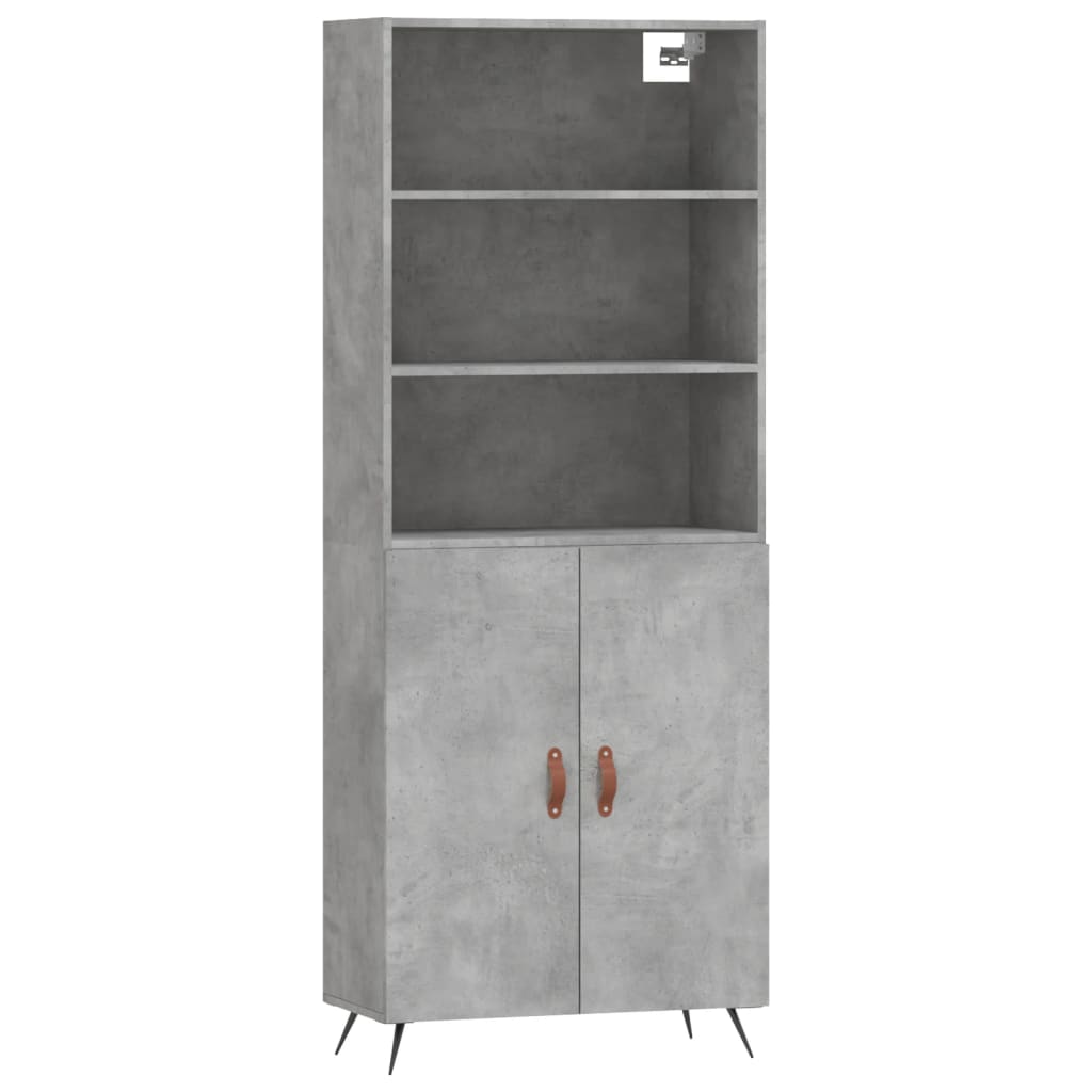 Hoge Kast 69,5X34X180 Cm Bewerkt Hout Betongrijs