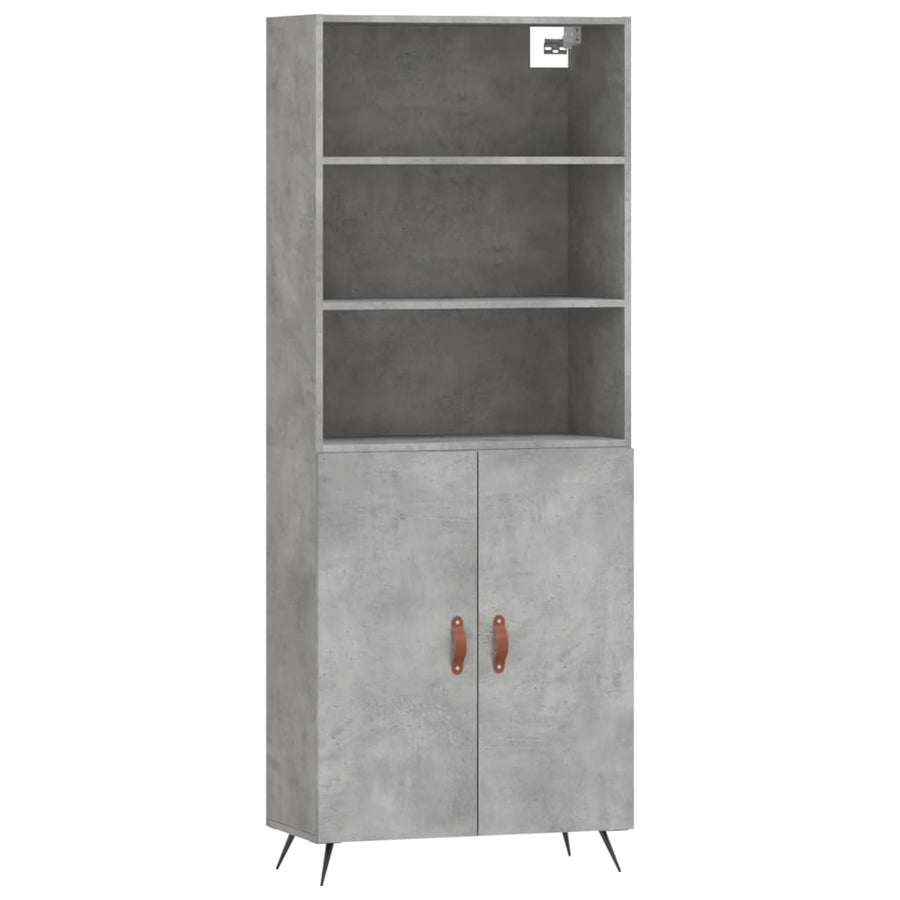 Hoge Kast 69,5X34X180 Cm Bewerkt Hout Betongrijs