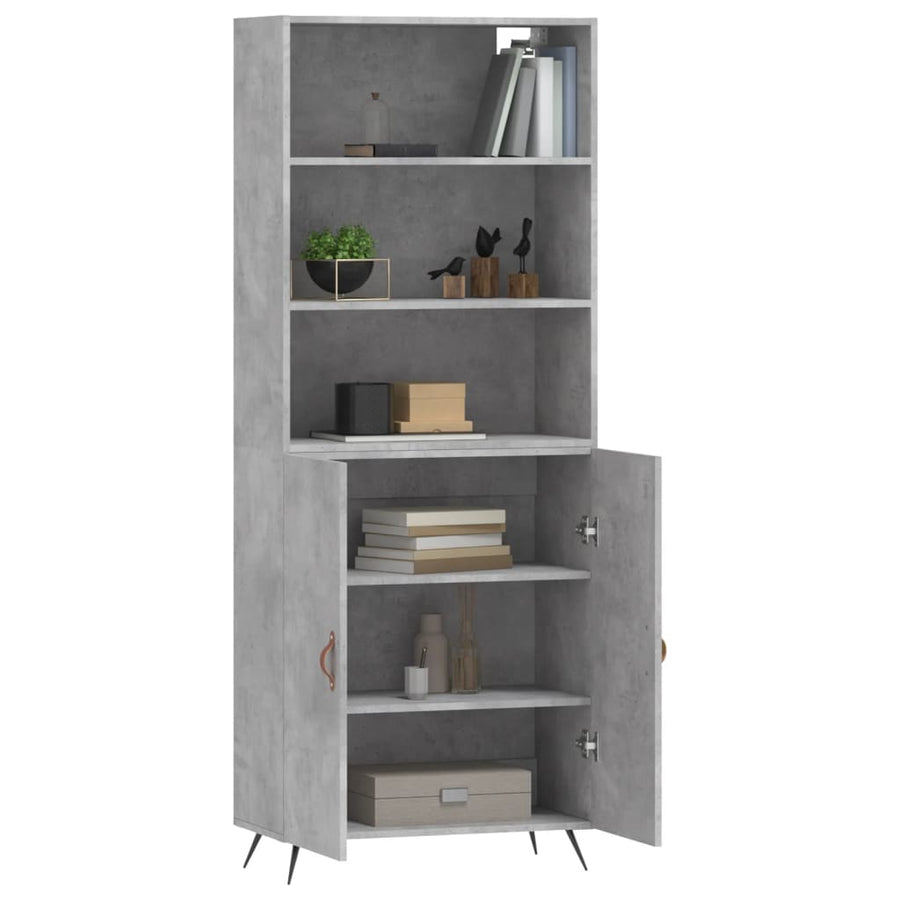 Hoge Kast 69,5X34X180 Cm Bewerkt Hout Betongrijs