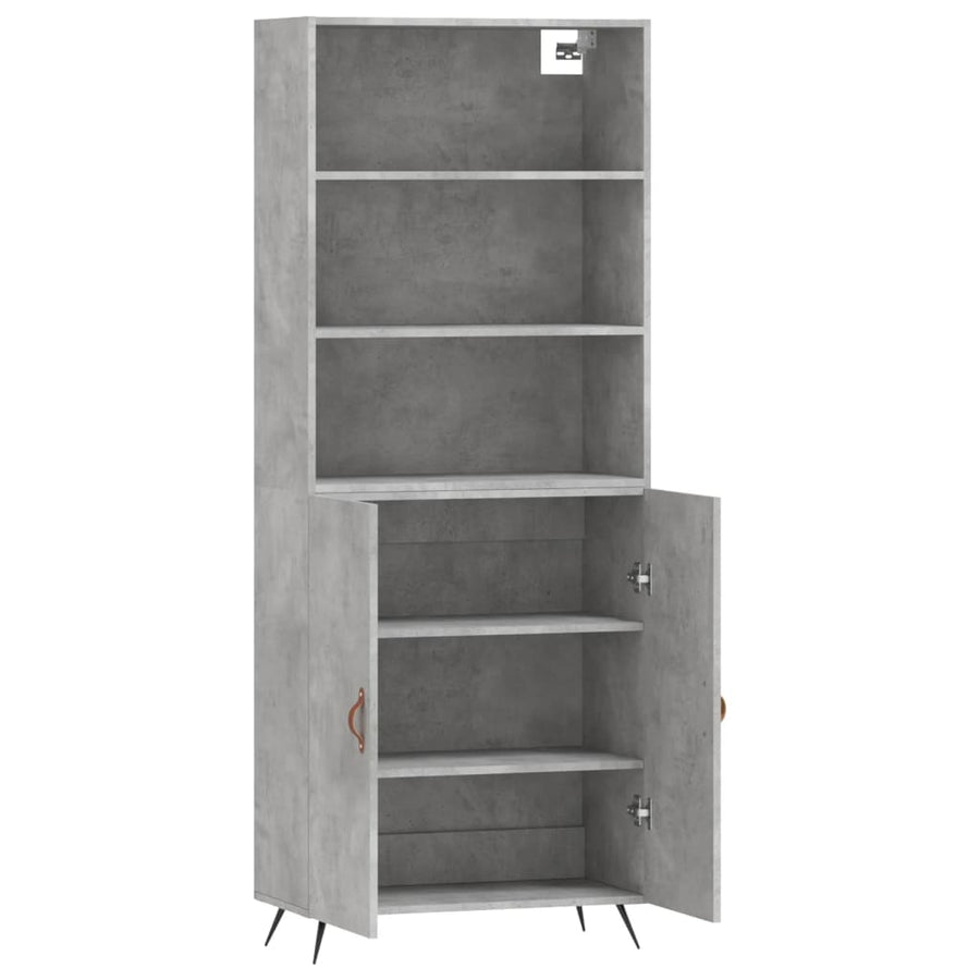 Hoge Kast 69,5X34X180 Cm Bewerkt Hout Betongrijs