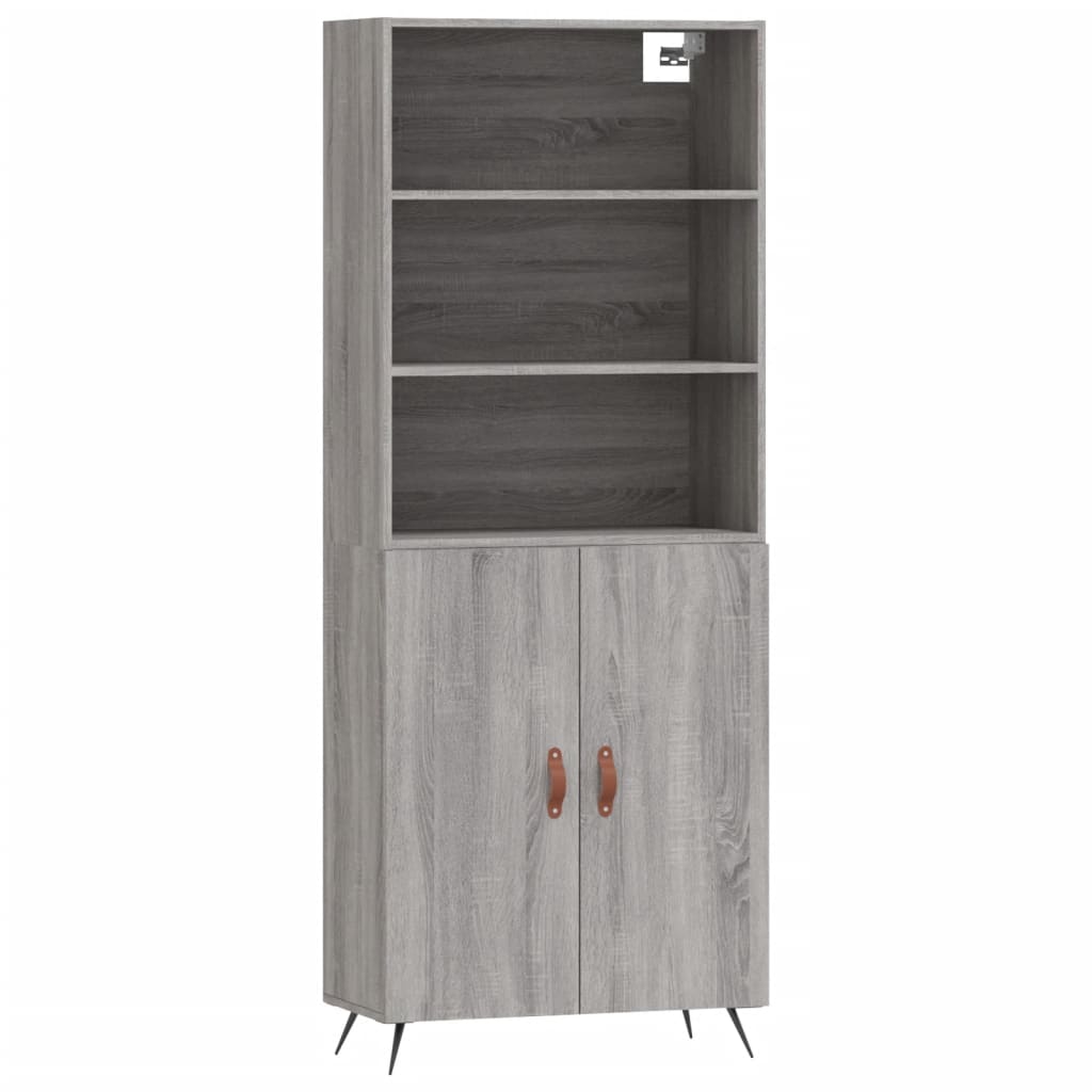 Hoge Kast 69,5X34X180 Cm Bewerkt Hout Grijs Sonoma Eikenkleurig