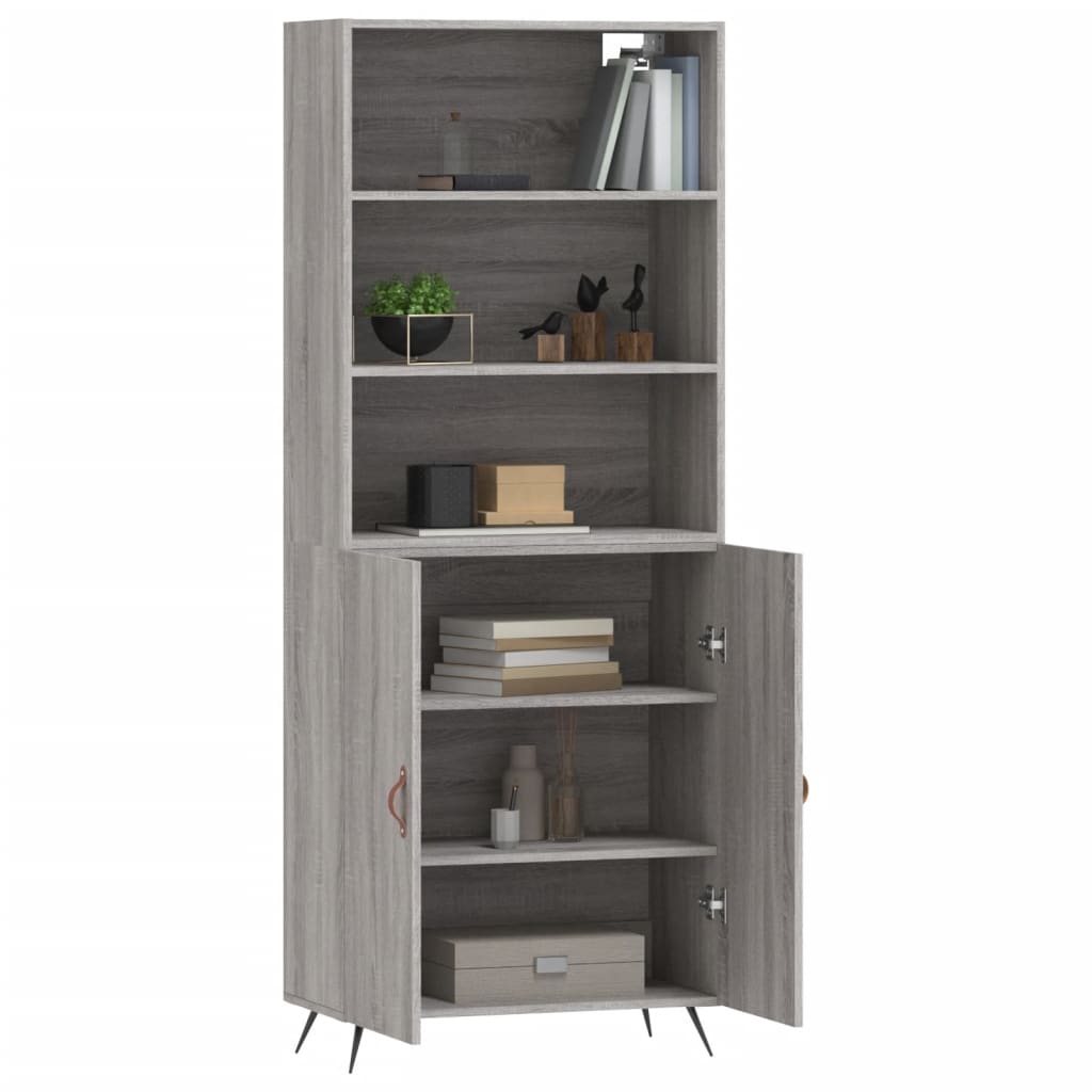 Hoge Kast 69,5X34X180 Cm Bewerkt Hout Grijs Sonoma Eikenkleurig
