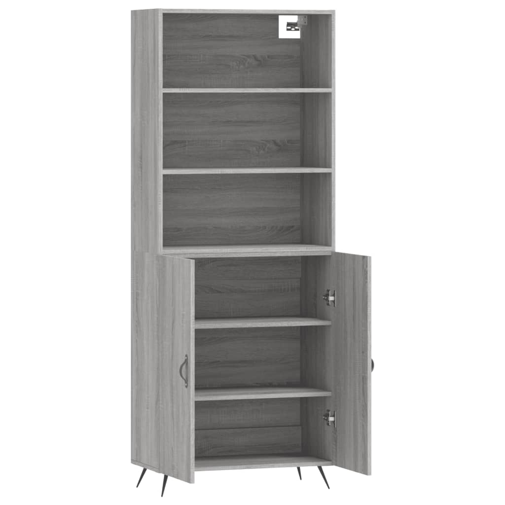 Hoge Kast 69,5X34X180 Cm Bewerkt Hout Grijs Sonoma Eikenkleurig