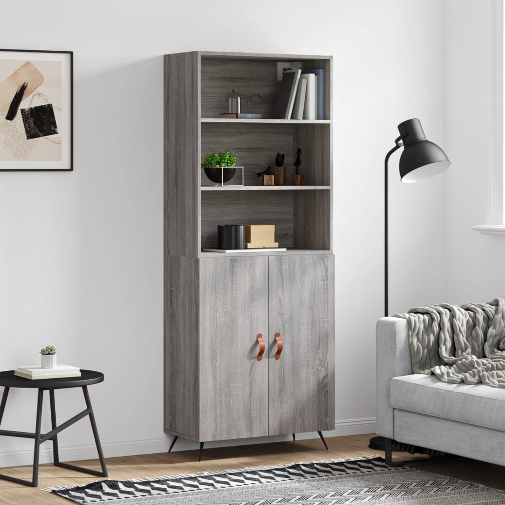Hoge Kast 69,5X34X180 Cm Bewerkt Hout Grijs Sonoma Eikenkleurig
