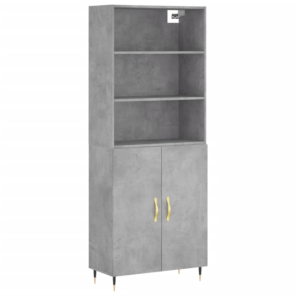 Hoge Kast 69,5X34X180 Cm Bewerkt Hout Betongrijs