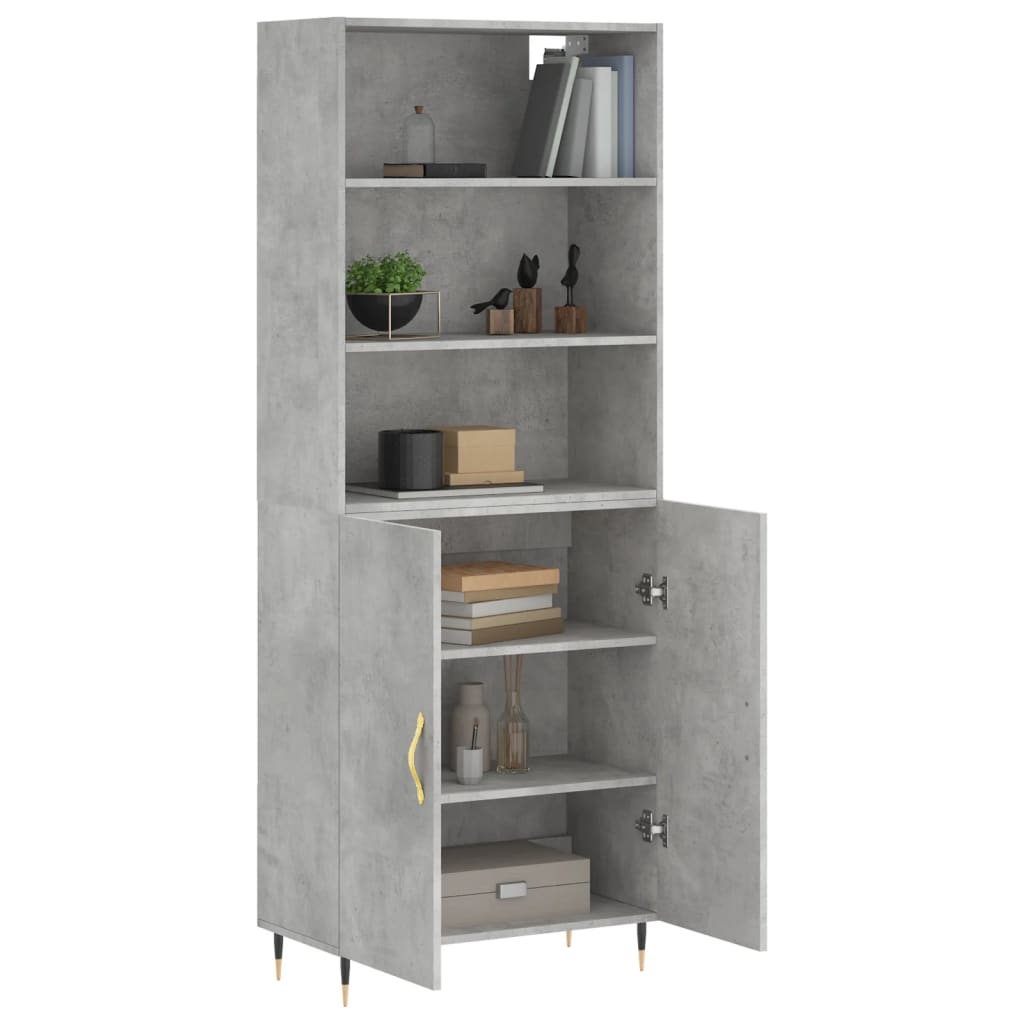 Hoge Kast 69,5X34X180 Cm Bewerkt Hout Betongrijs