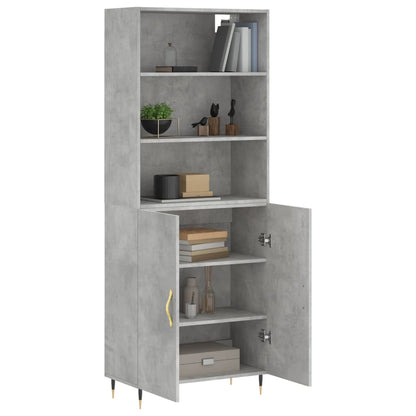Hoge Kast 69,5X34X180 Cm Bewerkt Hout Betongrijs